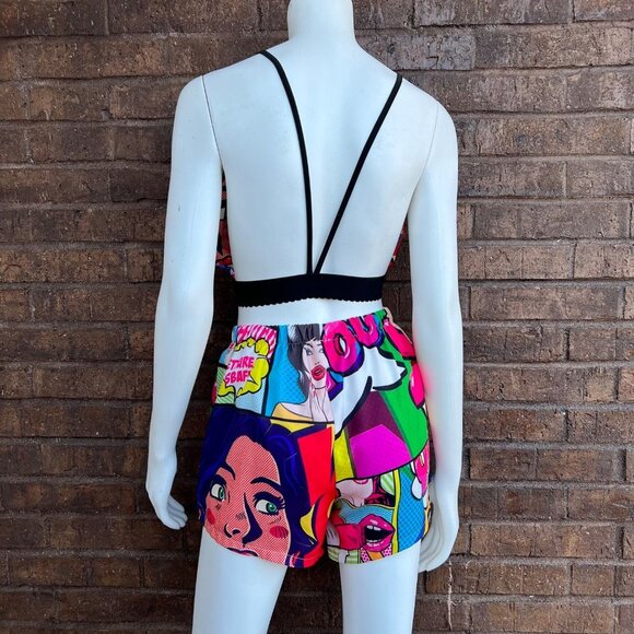 Comc Book Print 2pc Stretch Waist Short & Top Sz S... - Picture 5 of 6